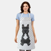 Zwart-witte bulldog / franchie & naam schort (Gedragen)