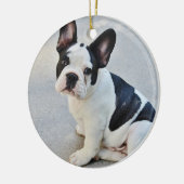 Zwart-witte Bulldog Keramisch Ornament (Links)