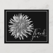Zwart/Witte Cactus Dahlia Zwart Achtergrond Bedank Briefkaart (Voorkant)