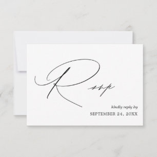 Zwart & Witte Calligrafie 4 met Eet RSVP Kaart
