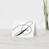 Zwart & Witte Calligrafie Initiaal J Monogramkaart Bedankkaart (Voorkant)