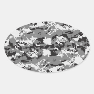 Zwart-witte Camouflage Ovale Sticker