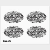 Zwart-witte Camouflage Ovale Sticker (Vel)