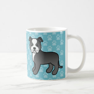 Zwart-witte Cartoon Staffordshire Bull Terrier Koffiemok