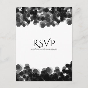 Zwart & Witte Caviar Stippen Moderne Trouw RSVP Uitnodiging Briefkaart