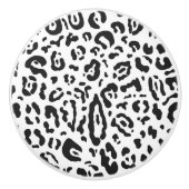 Zwart-witte Cheetah Leopard Animal Print Keramische Knop (Voorkant)