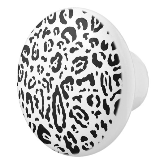 Zwart-witte Cheetah Leopard Animal Print Keramische Knop (Rechts)