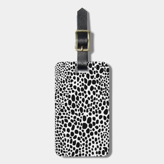 Zwart-witte Cheetah Print Bagagelabel (Voorkant verticaal)