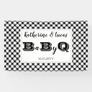 Zwart   Witte cheques Baby Q BBQ Shower Spandoek