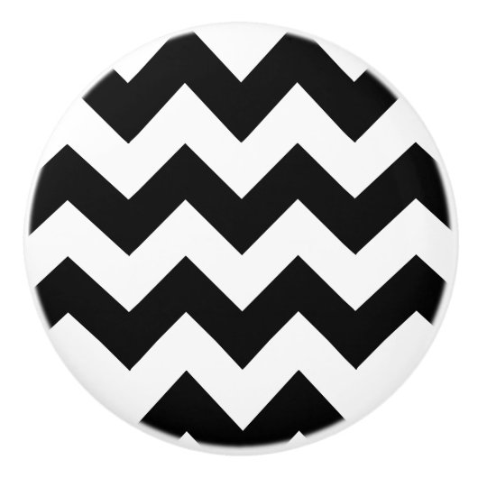 Zwart-witte Chevron Drawer Keramische Knop (Voorkant)
