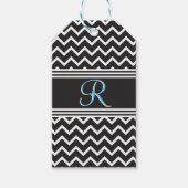Zwart | Witte Chevron Gothic Zigzag Monogram Cadeaulabel (Voorkant)