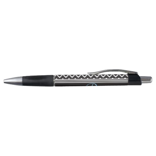 Zwart | Witte Chevron Gothic Zigzag Monogram Pen (Bovenkant)