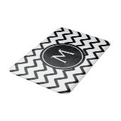 Zwart-witte Chevron Monogram Badmat (Gekanteld)