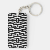 Zwart-witte Chevron Monogram Sleutelhanger (achterkant)