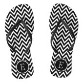 Zwart-witte Chevron Monogram Teenslippers (Voetbed)