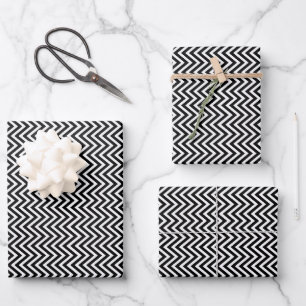 Zwart-witte  Chevron Stripes New 1 Inpakpapier Vel