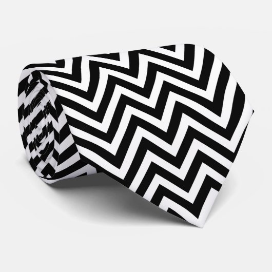 Zwart-witte  Chevron Stripes New Stropdas (Opgerold)