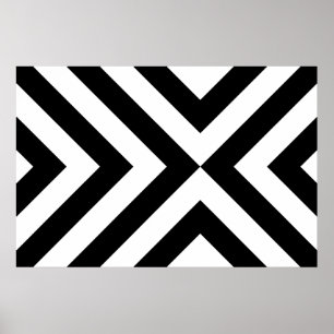 Zwart-witte chevrons poster