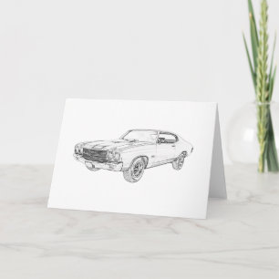 Zwart-witte chevy chevelle Grote Groet Kaart