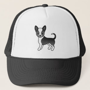Zwart-witte Chihuahua-cartoonhond met gladde vacht Trucker Pet