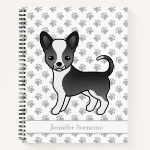 Zwart-witte Chihuahua-hond met gladde vacht & teks Notitieboek