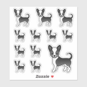Zwart-witte Chihuahua met gladde vacht Cute Honden Sticker