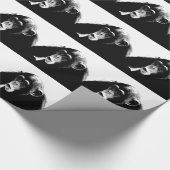 Zwart Witte Chimpansee Cadeaupapier (Hoek)