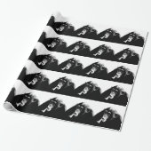 Zwart Witte Chimpansee Cadeaupapier (Uitgerold)