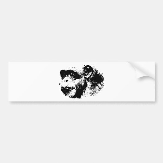 Zwart & Witte Chimpansee Pop Art Bumpersticker (Voorkant)
