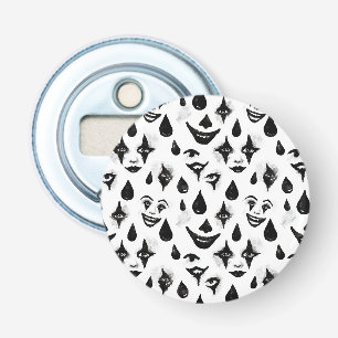 Zwart Witte Circus Clown Gezichten Halloween Plezi Button Flesopener