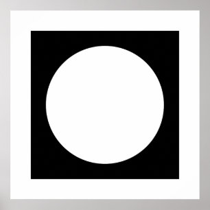 Zwart-witte cirkel, eenvoudig geometrisch ontwerp. poster