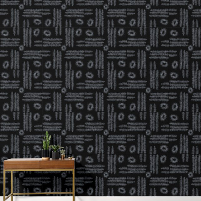 Zwart-witte cirkels en lijnen behang (Hal)