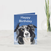 Zwart-witte Collie Editable Kaart (Voorkant)