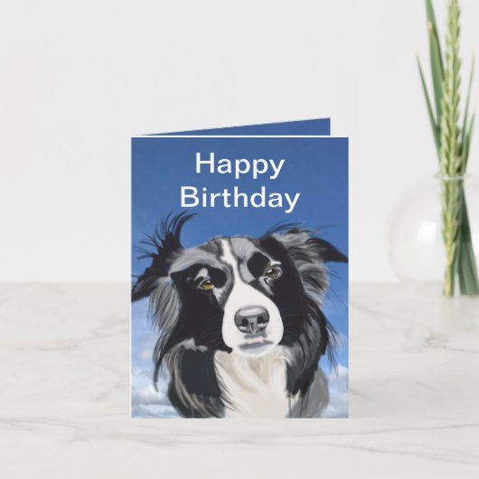 Zwart-witte Collie Editable Kaart (Voorkant)