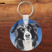 Zwart-witte collie sleutelhanger (Voorkant)