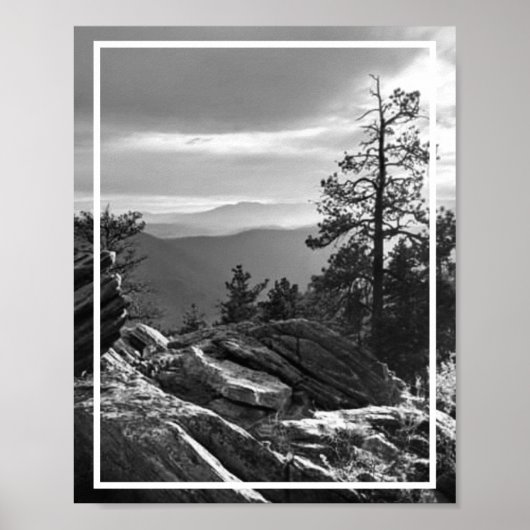Zwart-witte Colorado-berglandschap Poster (Voorkant)