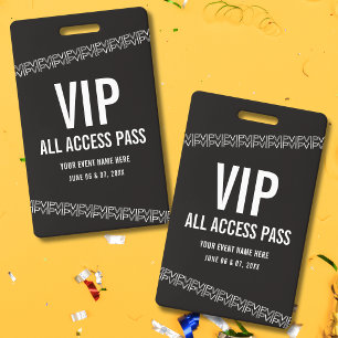 Zwart Witte Concert Ticket VIP All Access Pas Badge