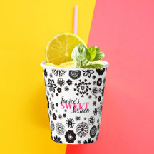 Zwart Witte Cute Bloemige Sweet 16 Gepersonaliseer