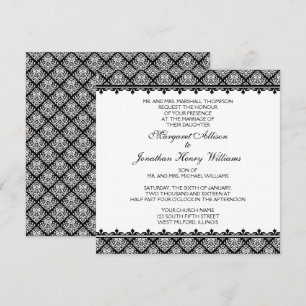 Zwart-witte Damask 1 Kaart