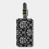 Zwart-witte Damask Bagagelabel (Voorkant verticaal)