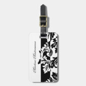 Zwart-witte Damask Bagagelabel (Voorkant verticaal)