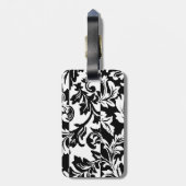 Zwart-witte Damask Bagagelabel (Achterkant verticaal)