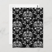 Zwart-witte Damask Briefkaart (Voorkant / Achterkant)