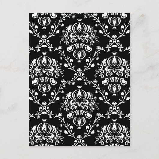 Zwart-witte Damask Briefkaart (Voorkant)