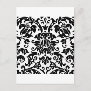 Zwart-witte Damask Briefkaart