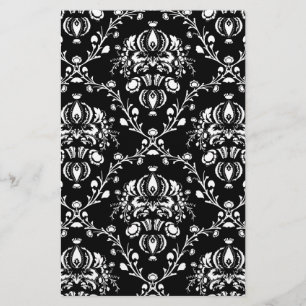Zwart-witte Damask Briefpapier