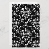 Zwart-witte Damask Briefpapier (Voorkant / Achterkant)