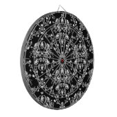 Zwart-witte Damask Dartbord (Voorkant Links)