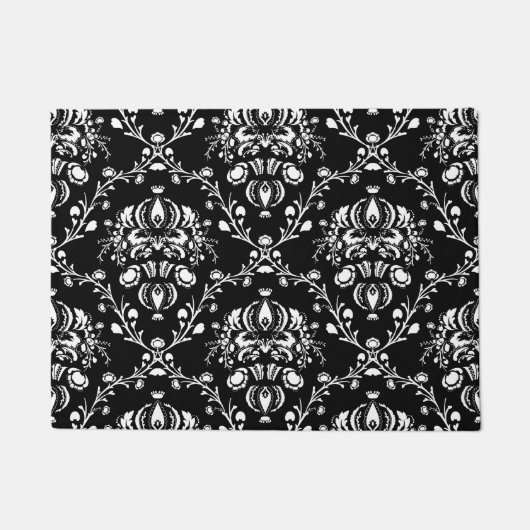 Zwart-witte Damask Deurmat (Voorkant)