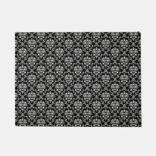 Zwart-witte Damask Deurmat (Voorkant)